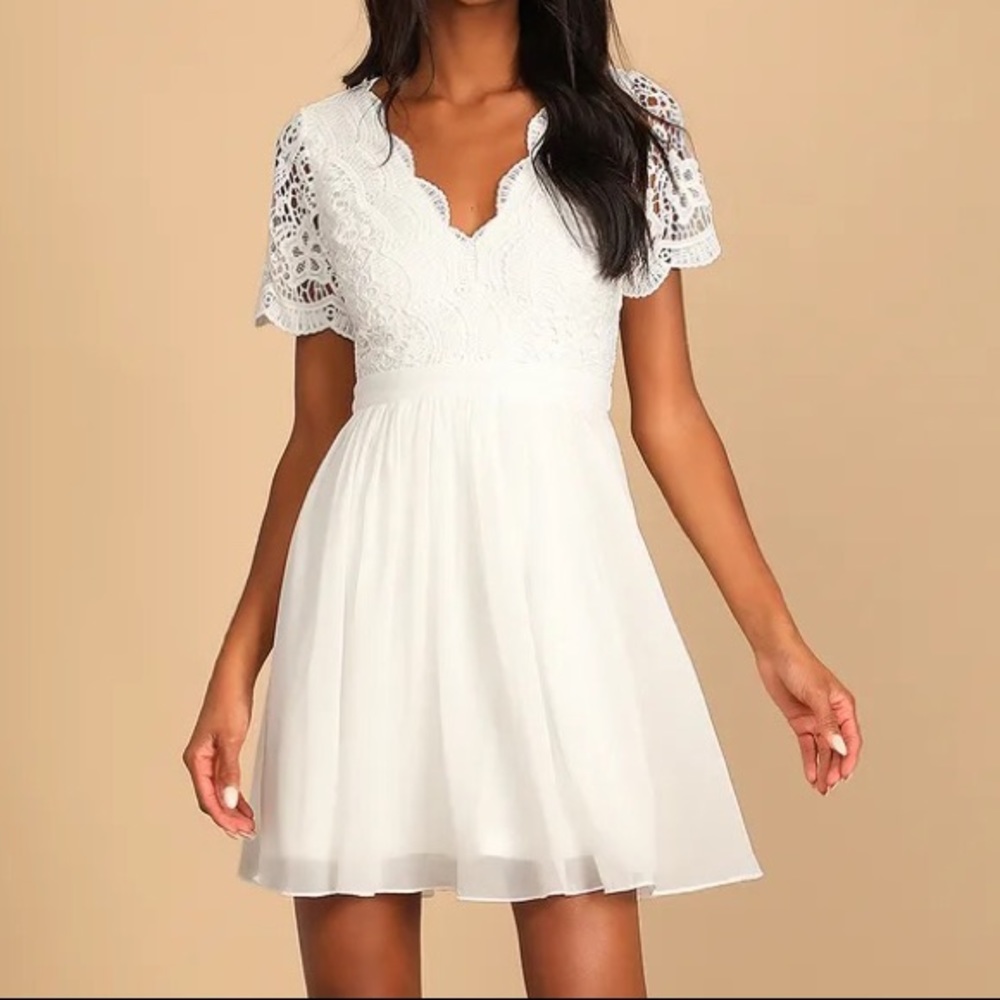 Lulu’s NWT Angel In Disguise White Lace Skater Dress 🤍